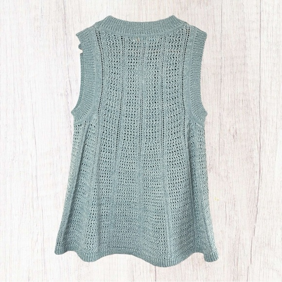 NWT C&C CALIFORNIA Mint Green Open Knit Sleeveless Swing Style Sweater Top - Picture 4 of 10